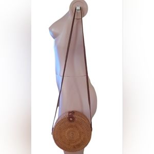 Handwoven leather strap bag